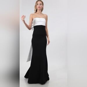 City Studio Black and White Strapless Dress
